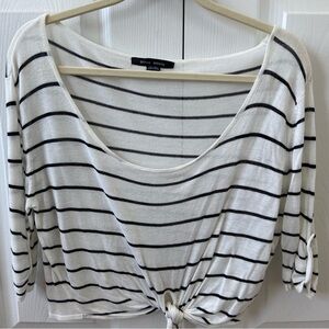 Slouchy black and white striped cropped top